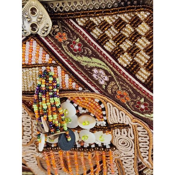 Vintage Beaded Elephant Statement Bag | Detachable Chain | Resort Glam